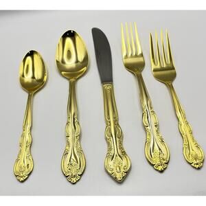 International Silver Vintage San Marcos Gold Electroplate over SS Flatware 65 pc